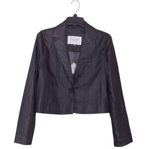 NWT American Eagle linen blend cropped gray blazer preppy office medium work